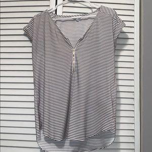 Express zipper front striped top